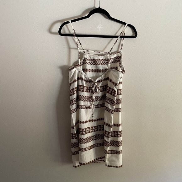 Aerie S Neutral Striped Boho Beachy Sleeveless Jacquard Open Back Mini Dress NWT - Picture 11 of 12